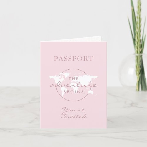 Adventure Begins Passport Travel Theme Baby Shower Invitation