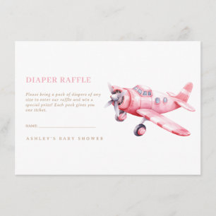 Adventure Begins Pink Airplane Girl Baby Shower Enclosure Card