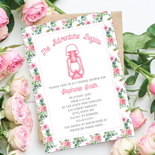 Adventure Begins Pink Lantern Floral Invitation