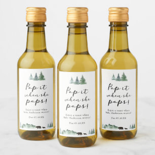 Adventure Begins Pop it when She Pops Baby Shower Wine Label