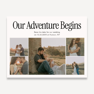 Adventure Begins Retro Photo Wedding Save The Date Announcement Postcard