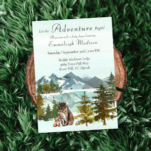 Adventure Begins Rustic Baby Shower Lynx Invitation