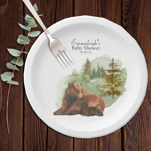 Adventure Begins Rustic Bears Paper Plates (Creator Uploaded)