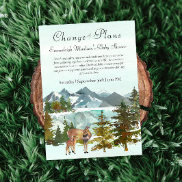 Adventure Begins Rustic Deer Change of Plans Invitation