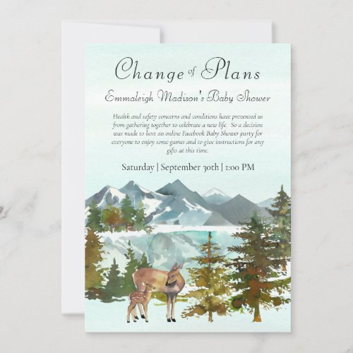 Adventure Begins Rustic Deer Change of Plans Invitation