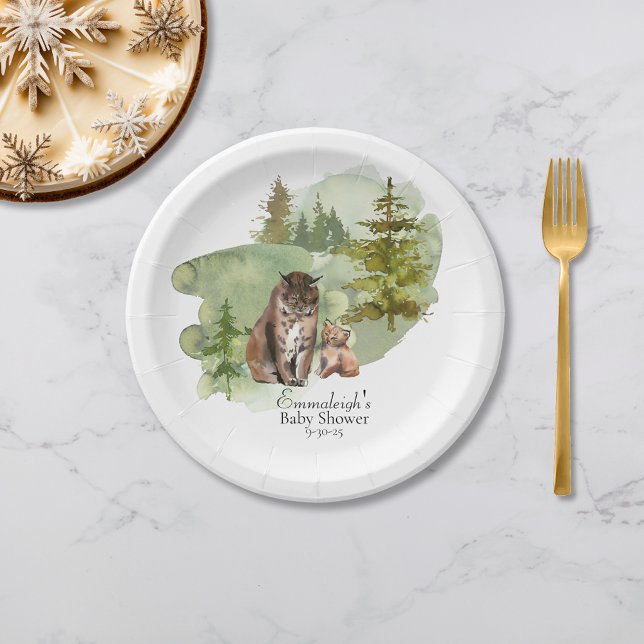 Adventure Begins Rustic Lynx Paper Plates (Creator Uploaded)