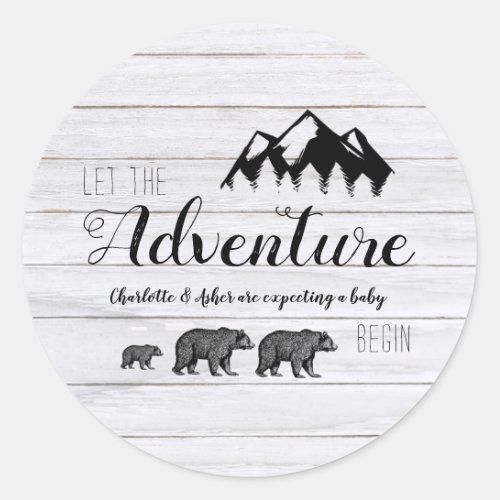 Adventure Begins Rustic Woodland Bears  Classic Round Sticker