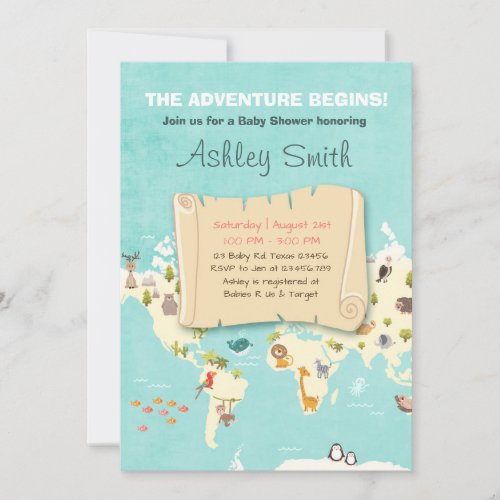 Adventure begins shower invite Travel The places