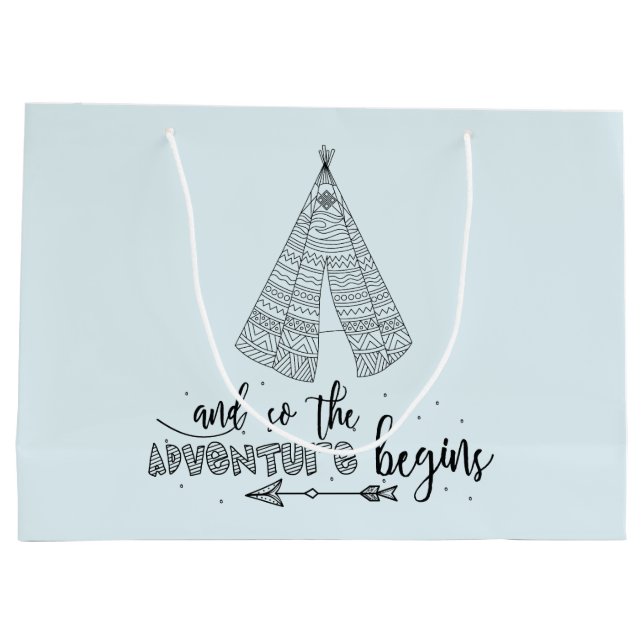 Adventure Begins Teepee Baby Shower Gift Bag (Back)