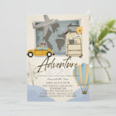 Adventure Begins Travel Map Virtual Baby Shower Invitation (Standing Front)