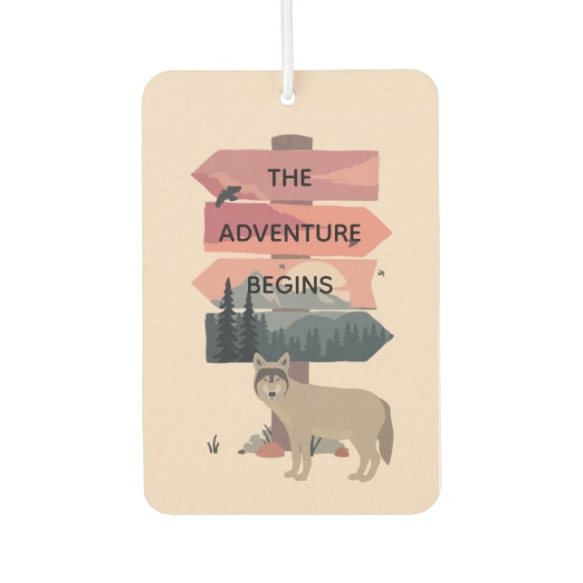 Adventure Begins Travel Sign Post Wilderness Air Freshener (Front)