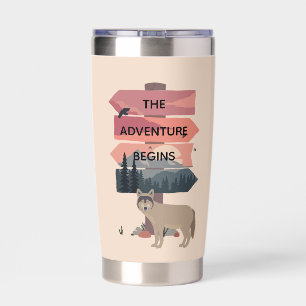 Adventure Begins Travel Sign Post Wilderness Insulated Tumbler
