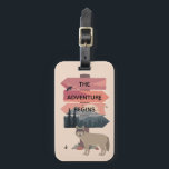 Adventure Begins Travel Sign Post Wilderness Luggage Tag<br><div class="desc">A lone wolf stands by a sign post promising adventure with the wilderness beyond. Symbolic modern art for adventurous travellers.</div>