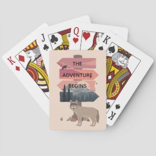 Adventure Begins Travel Sign Post Wilderness Poker Cards