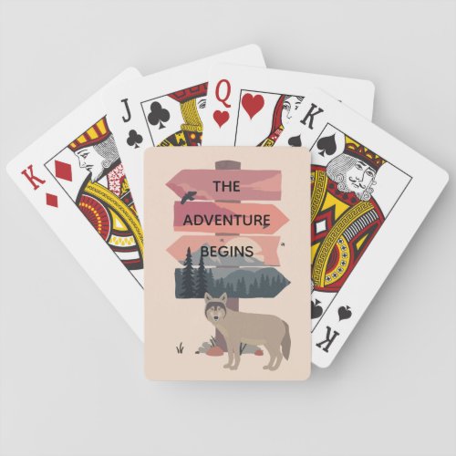 Adventure Begins Travel Sign Post Wilderness Poker Cards