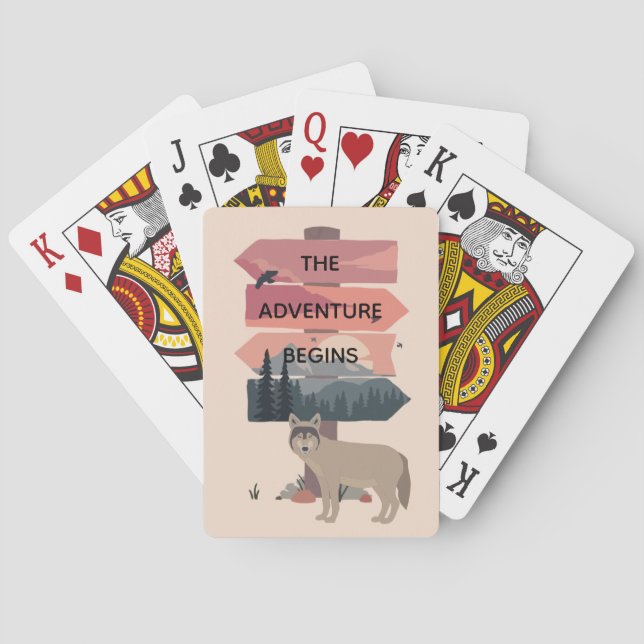 Adventure Begins Travel Sign Post Wilderness Poker Cards (Back)
