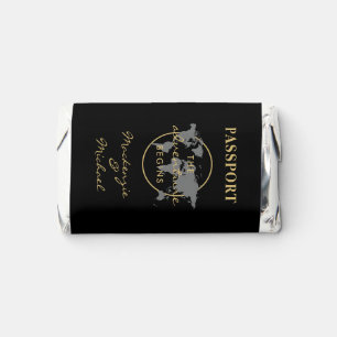Adventure Begins Travel Theme Black Gold Passport Hershey's Miniatures