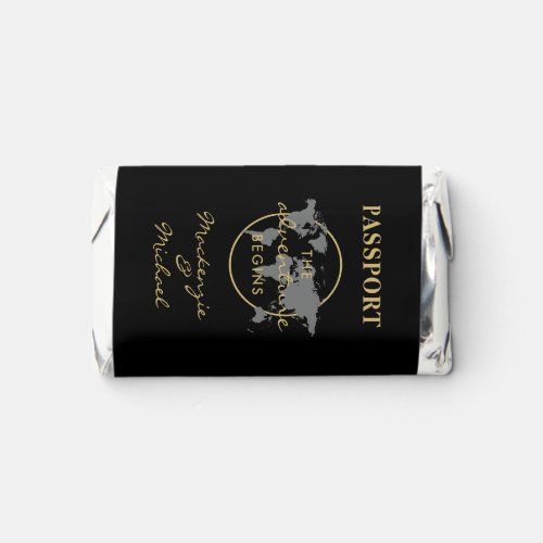 Adventure Begins Travel Theme Black Gold Passport Hersheys Miniatures