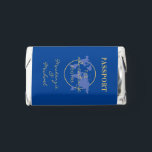 Adventure Begins Travel Theme Blue Gold Passport  Hershey's Miniatures<br><div class="desc">Travel theme chocolate mini candy bar favors with navy blue and gold "Passport Cover" design and "the adventure begins" quote with personalized name text,  perfect for destination wedding favors or travel theme bridal and baby showers and parties.</div>