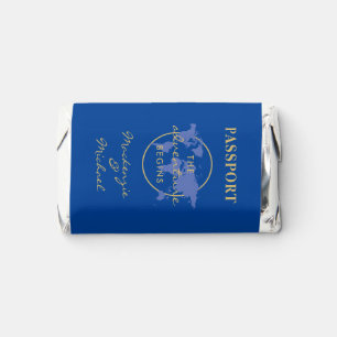 Adventure Begins Travel Theme Blue Gold Passport  Hershey's Miniatures
