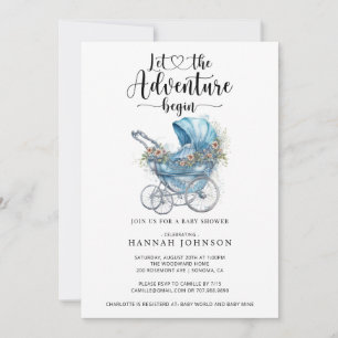 Adventure Begins Watercolor Baby Shower Invitation