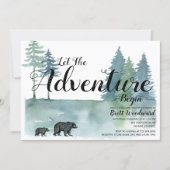 Adventure Begins Watercolor Bears Baby Shower Invitation (Front)