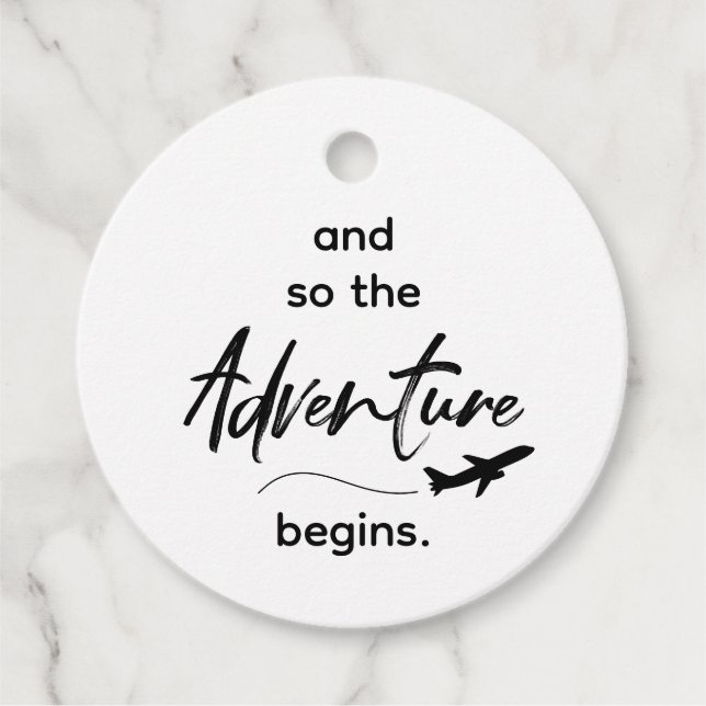 Adventure Begins Wedding Favor Tag (Front)
