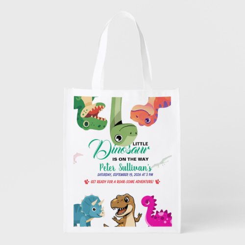 Adventure Begins With Baby Dino Grocery Bag