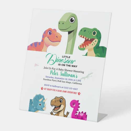 Adventure Begins With Baby Dino Pedestal Sign
