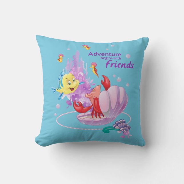 Adventure Begins With Friends Throw Pillow (Front)