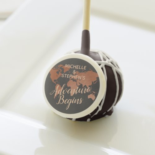Adventure Begins World Map Copper Personalized Cake Pops