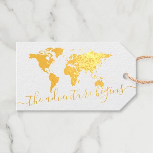 Adventure Begins World Map Destination Favor REAL Foil Gift Tags