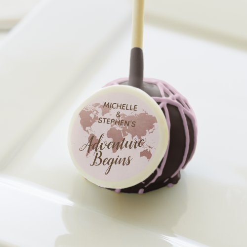 Adventure Begins World Map Pink Personalized Cake Pops