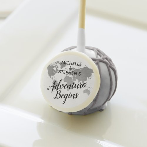 Adventure Begins World Map Silver Personalized Cake Pops