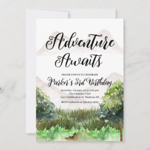 Adventure Birthday, Camping, Mountain Invitation