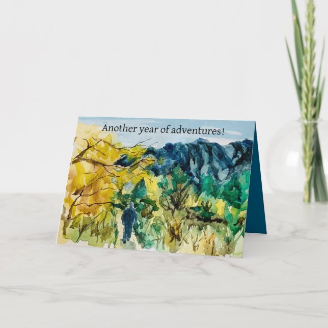 Adventure Birthday Hiking Trail Mountain Landscape Card (Front)