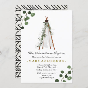 Adventure BohoTeepee baby shower invitation