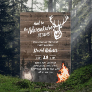 Adventure Bonfire & Lantern Hunting Retirement Invitation