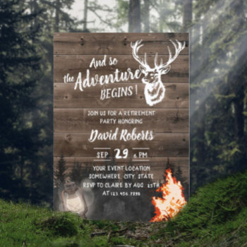 Adventure Bonfire & Lantern Hunting Retirement Invitation by myinvitation at Zazzle