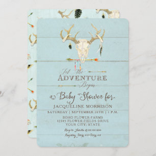 Adventure Boy Baby Shower Teepee Wood Arrows Deer Invitation