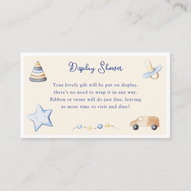 Adventure Boy Baby Toy Baby Shower Display Shower Enclosure Card (Front)