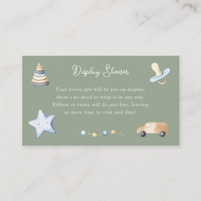 Adventure Boy Baby Toy Baby Shower Display Shower Enclosure Card (Front)