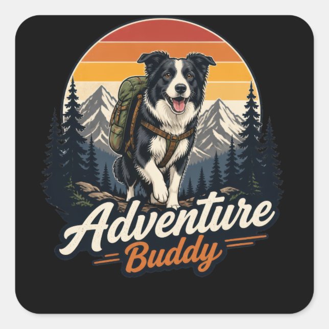 Adventure Buddy Dog  Square Sticker (Front)