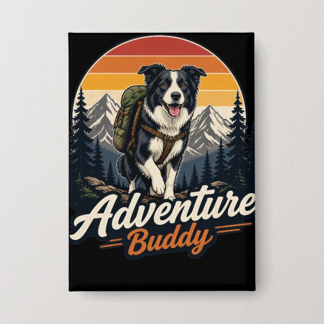 Adventure Buddy Dog Wall Art Button (Front)