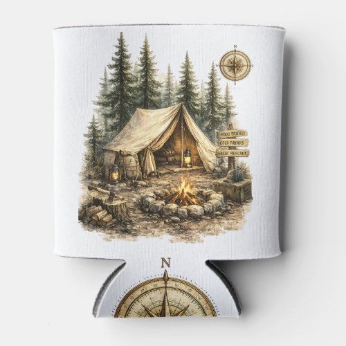 Adventure Cabin Trip Bachelor Party Rustic Camping Can Cooler