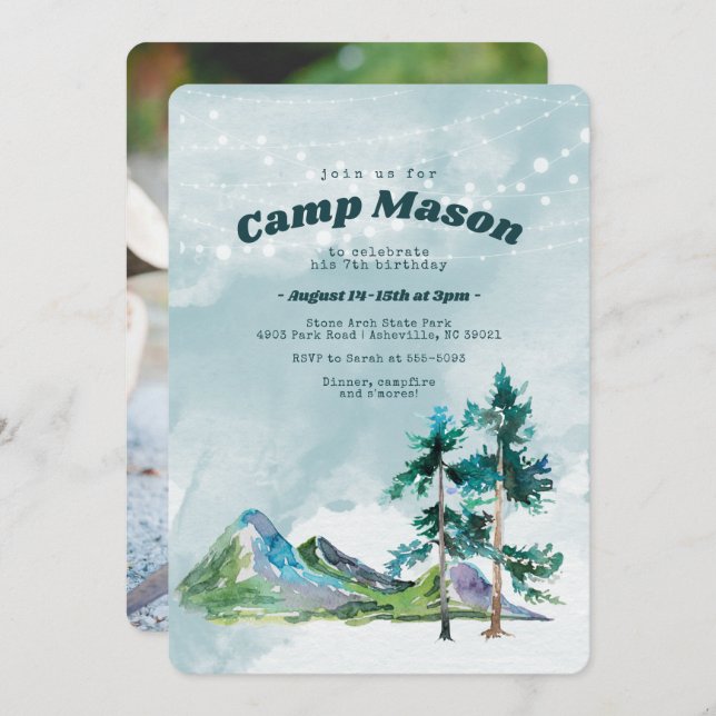Adventure Camping Birthday Invitation (Front/Back)