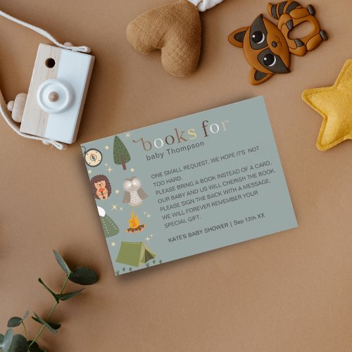 Adventure Camping Gender Neutral Baby Book Request Enclosure Card