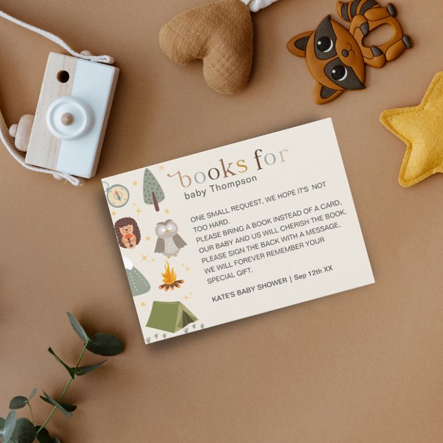 Adventure Camping Gender Neutral Baby Book Request Enclosure Card (Creator Uploaded)