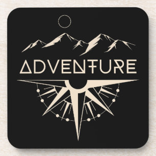 Adventure Compass Mountains Beverage Coaster