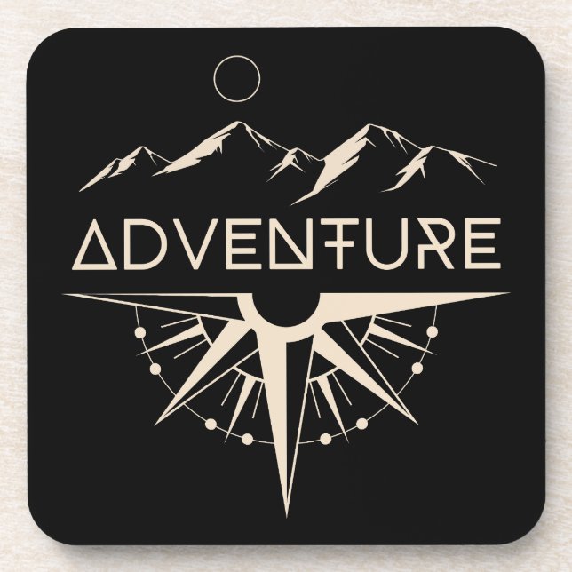 Adventure Compass Mountains Beverage Coaster (Front)